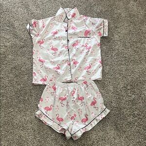 Pink Flamingo Short Pajama Set for Kids